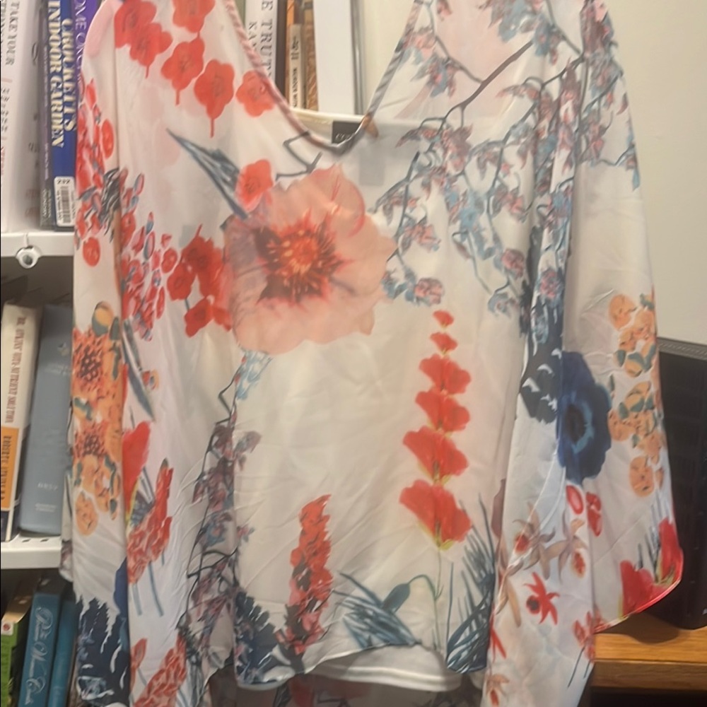 Colleen Lopez Pink and Gray Asymmetrical Blouse